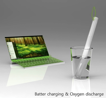 Conceito de notebook usa hidrogênio da água para recarregar a bateria