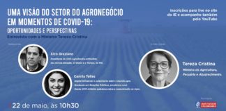 Webinar Agronegócio em momentos de Covid-19, com a ministra Tereza Cristina, é nesta 6ª-feira
