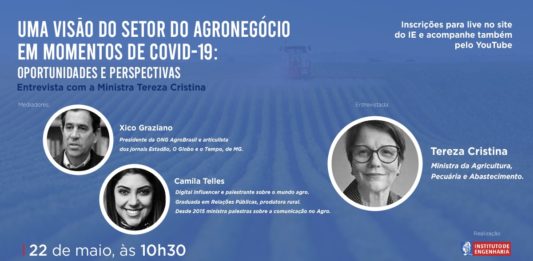 Webinar Agronegócio em momentos de Covid-19, com a ministra Tereza Cristina, é nesta 6ª-feira