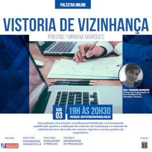 Confira a programação da palestra "Vistoria de Vizinhança" e participe!