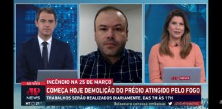 Jornal da Manhã Jovem Pan News – Incêndio prédio 25 de Março. Entrevista Douglas Couto, DT Estruturas e Controle Tecnológico