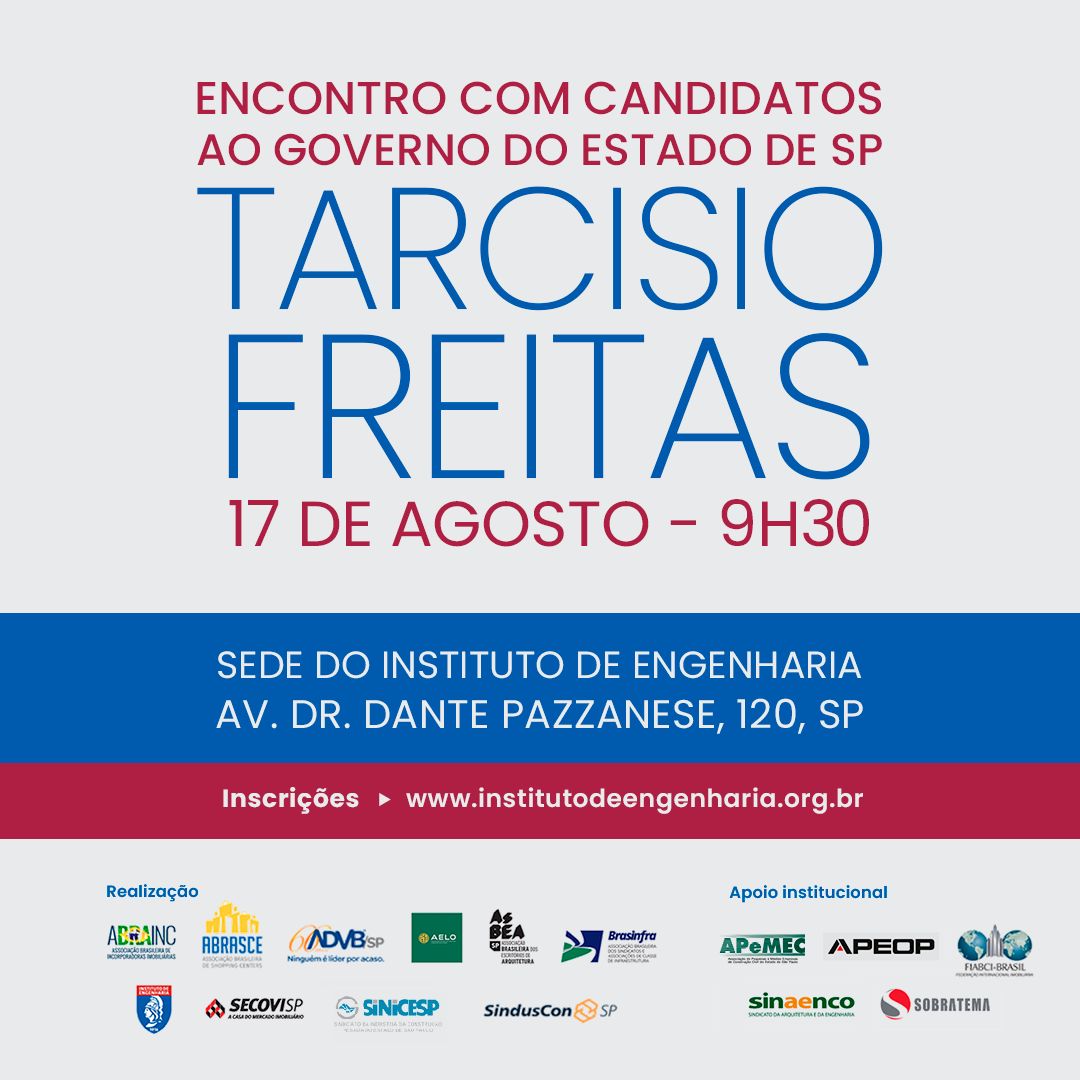 Inscreva-se para o encontro com o candidato ao governo do estado de SP, Tarcísio de Freitas!
