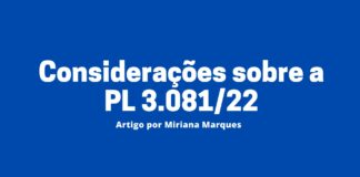 Por Miriana Marques – Considerações sobre a PL 3.081/22