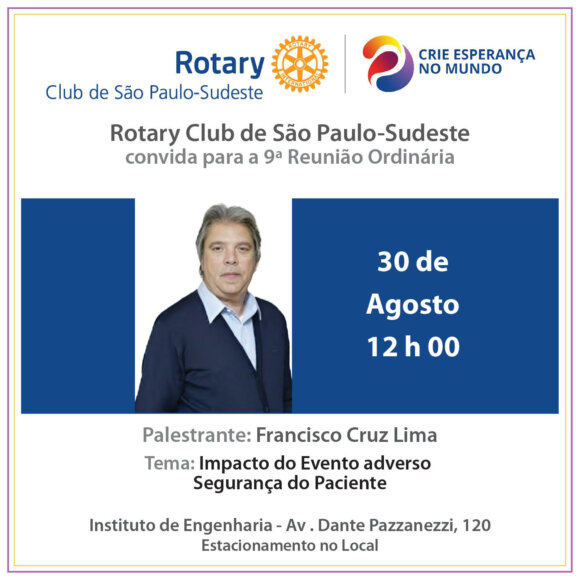 PALESTRA: Impacto do Evento Adverso Segurança do Paciente - 30 de agosto - 12h